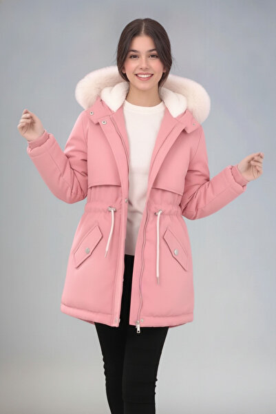 Lovrel Girl's Canvas Parka Coat with Faux Fur Hood and Plush Detail, Winter S...
