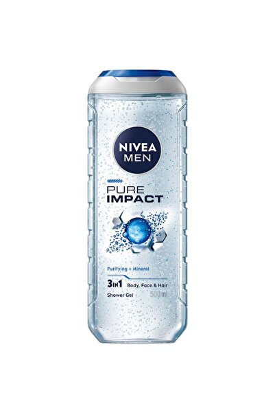 NIVEA Men Pure Impact 3-σε-1 Αφρόλουτρο για σώμα, πρόσωπο και μαλλιά, 500 ml