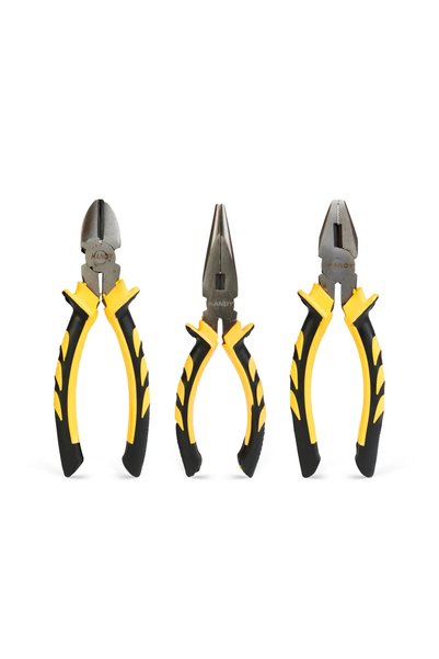 Handy Set 3 clesti profesionali, combinat diagonal si cu varf plat, otel carb...
