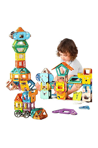 MACVI Set 36 piese magnetice constructie Macvi®, joc educativ copii 3 ani+, d...