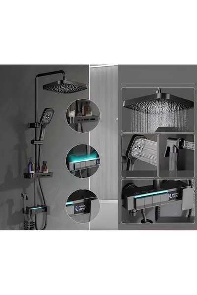MACVI Coloana de dus Smart Macvi®, afisaj LED, termostatica, 4 moduri pulveri...