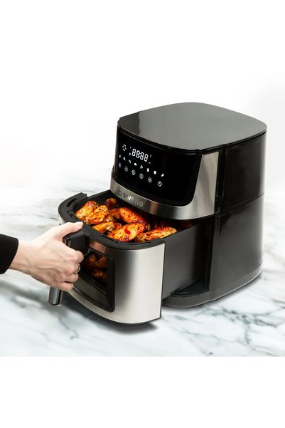 Bewello Air fryer XXL 7.5L, 2000W, incalzire sus jos, fara ulei, fereastra vi...