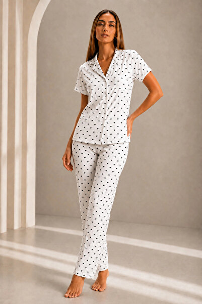 bysocafashion Women's Snow White Short Sleeve Comfortable Fit Pajama Set