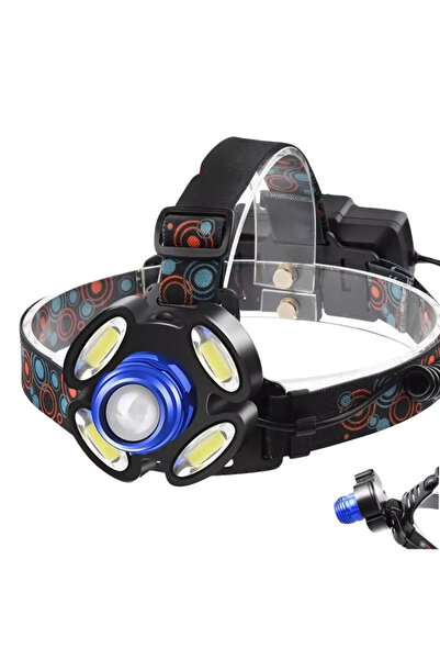 MACVI Lanterna frontala de cap Macvi® cu 5 LED-uri, iluminare puternica, band...