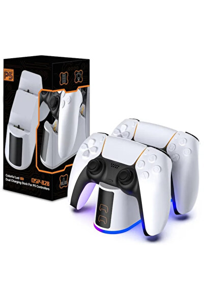 MACVI Statie Incarcare Gamepad pentru PlayStation 5, Macvi, Alb, Iluminare RGB
