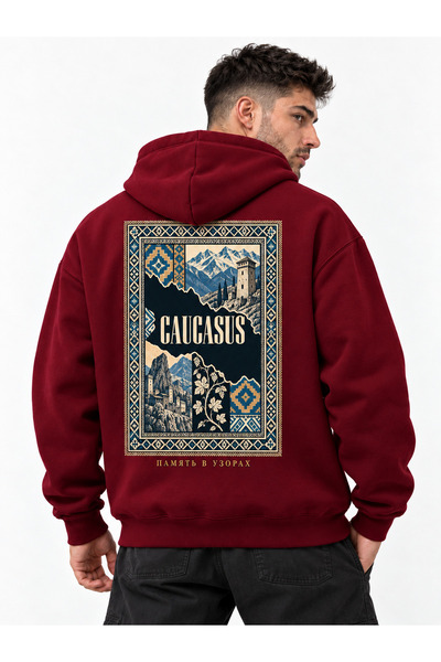 VEK VEKWEAR CAUCASUS – Hanorac supradimensionat cu glugă, cu inscripții în li...