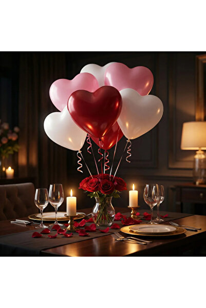 OEM Set baloane inima 10 buc, rosu,roz, alb, Valentine, decor petrecere anive...