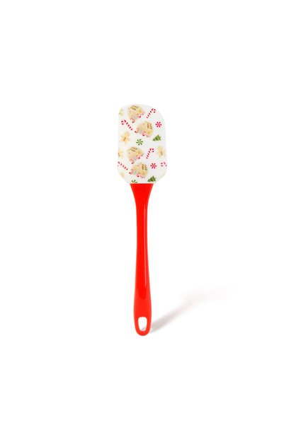 Bewello Spatula de bucatarie cu cap din silicon, model de Craciun, maner plas...