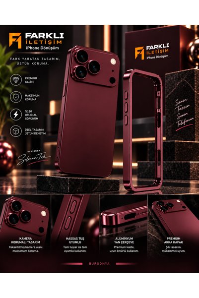 FARKLI İLETİŞİM iPhone 14 Pro Max 18 Pro Max Appearance Premium Quality Back Cover and Side Frame Conversion Set