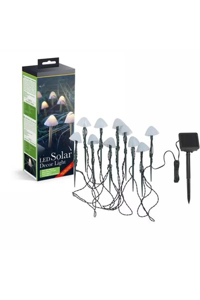 MACVI Set 10 lumini solare de gradina Macvi®, LED, alb cald, 5m, rezistente l...