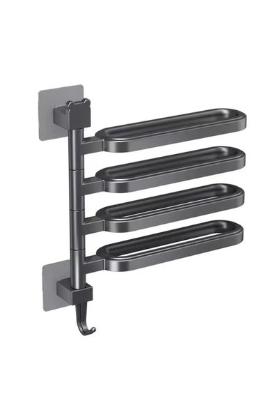 MACVI Suport prosoape Macvi® rotativ negru fara gaurire cu brate mobile si ca...