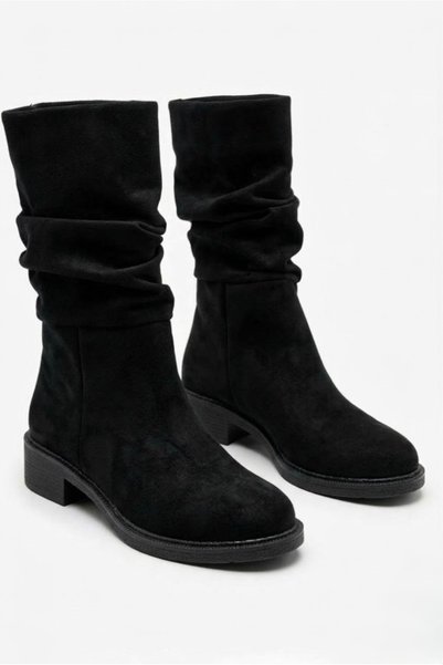 simplicity Women's Black Suede Drawstring Short Boots - Bellows Short Boots
