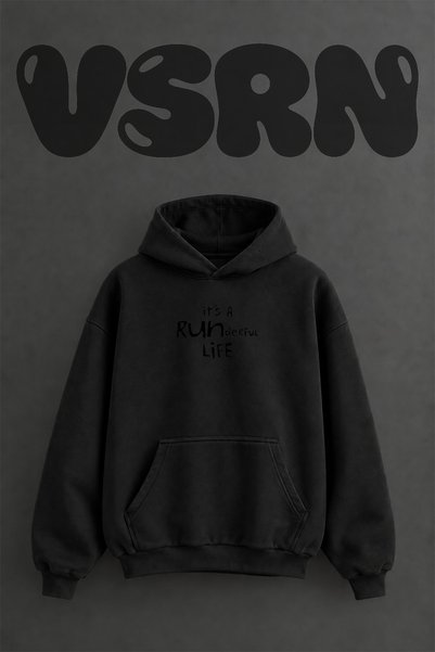 VSRN Φούτερ με κουκούλα Run Life Design, με μπροστινή στάμπα, σε μεγάλο μέγεθ...