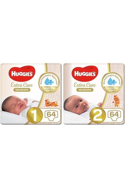 Huggies حفاضات للمواليد الجدد، مقاس 2، 4-6 كجم، عبوة جامبو، 64 حفاضة &amp;   ...