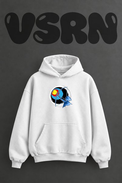 VSRN سويت شيرت أبيض كبير الحجم بطباعة أمامية من Archer Target Design