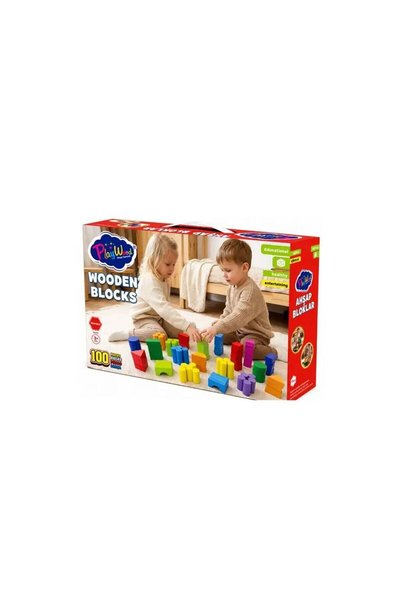 ONYIL OYUNCAK Ony-417 Wooden 100 Piece Colorful Blocks in a Box