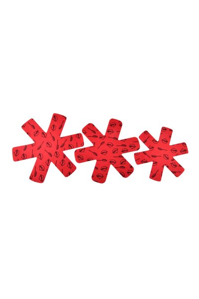 MONDEX Protecții pentru tigăi, 3 bucăți, din pâslă roșie, Ø35/33/28 cm