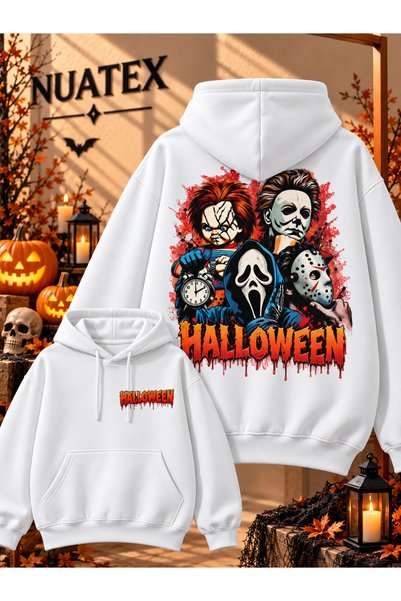 NUATEX Hanorac cu glugă cu buzunar cangur, model normal, cu 3 fire, pentru Halloween, Seria 2