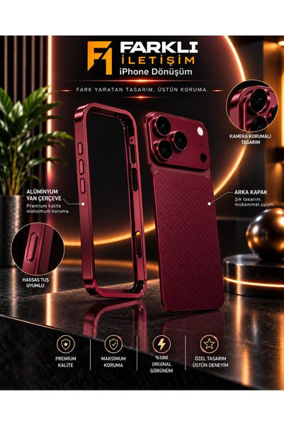 FARKLI İLETİŞİM iPhone 16 Pro Max 18 Pro Look Premium Quality Back Cover and Side Frame Conversion Set