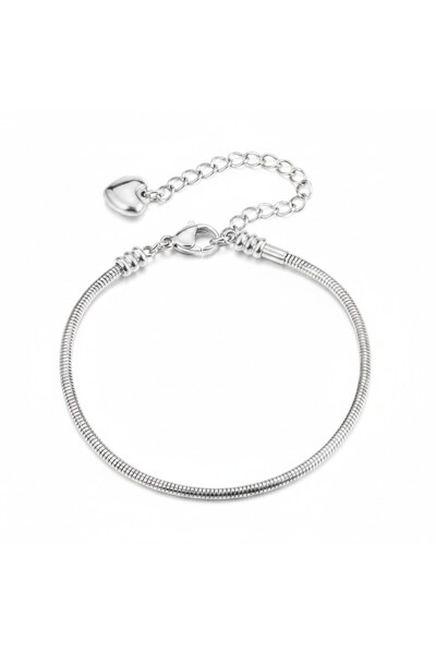 Alviro Brățară de damă pentru charmuri, cu inimă, argintie, 20+5 cm