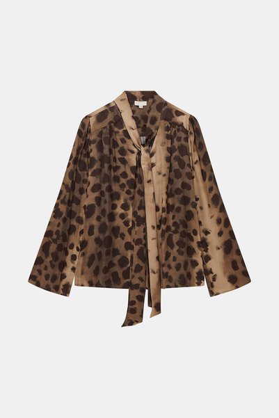 W Collection LEOPAR DESENLİ FULARLI BLUZ