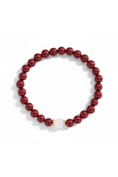 Alviro Brățară de damă cu mărgele decorative, bordo, elastică