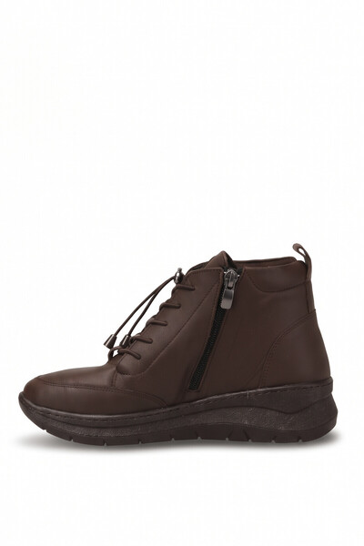 Ayakkabı Fuarı Elit Msl185 Women's Genuine Leather Flat Boots Brown
