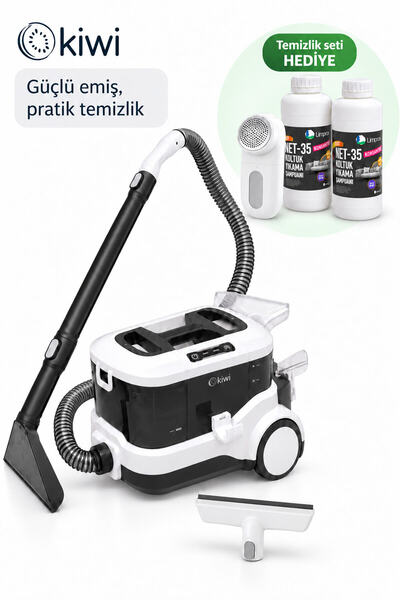 Kiwi Geniş Hazneli Halı ve Koltuk Yıkama Makinesi Beyaz | 2 L Şampuan + ONEROUS Hediye