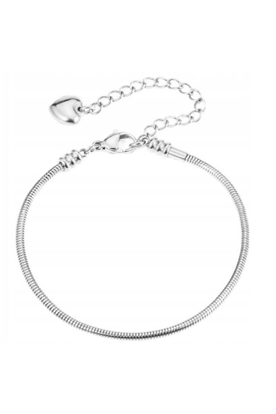 Alviro Brățară de damă pentru charmuri, cu inimă, argintie, 20+5 cm