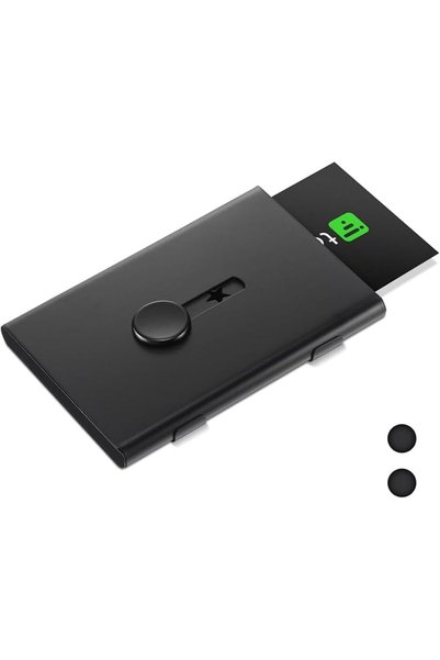 Tazweeq Business Card Holder Stainless Steel, Slide Out Name Card Case Portable Thumb Drive Design M