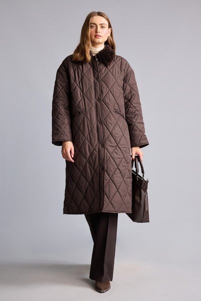 DeFacto Regular Fit Plush Shirt Collar Quilted Snap Fastener Parka H4164Ax26Wn