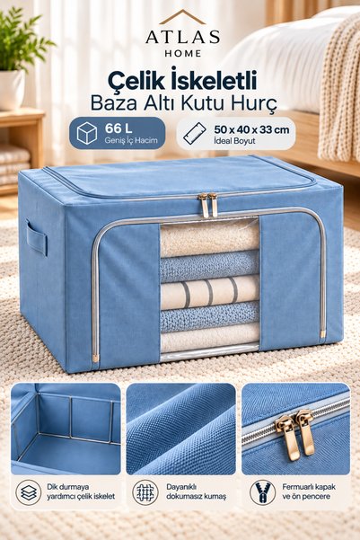 ATLAS HURÇ Çelik İskeletli Maxi Premium Hurç 50×40×33 cm Saklama Kutusu