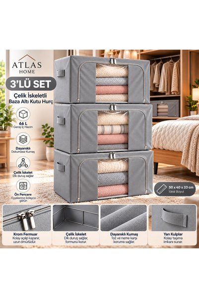 ATLAS HURÇ Çelik İskeletli Premium Kutu Hurç Şeffaf Pencereli Saklama kutusu ...