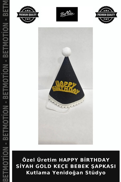 Generic Brand Special Edition Happy Birthday Black Gold Felt Baby Hat Celebra...
