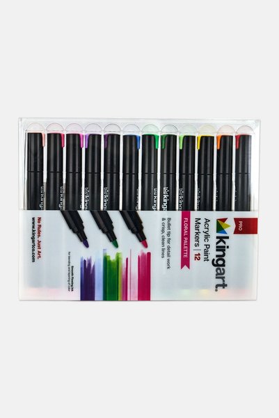 Kingart 12 Pcs Acrylic Paint Floral Palette Marker, Multicolor