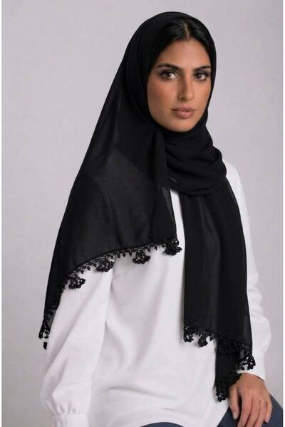 Veil Designer طرحة بوال بقماش ياباني شغل الورد التركي تطريز كروشيه طبقتين المقاس : 60 * 190
