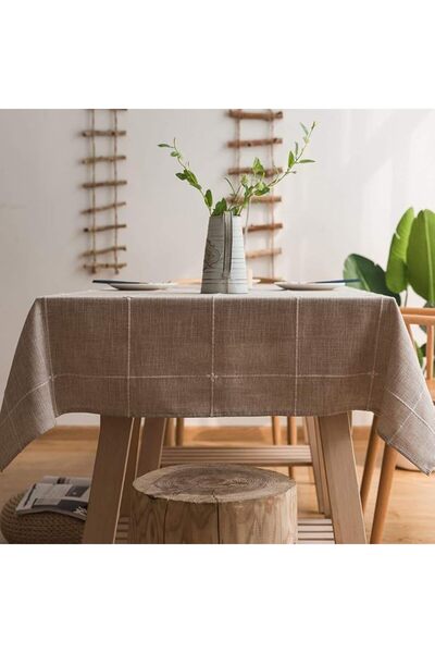 Arabest Heavy Duty Cotton Linen Tablecloth for Rectangular Tables Solid Embro...