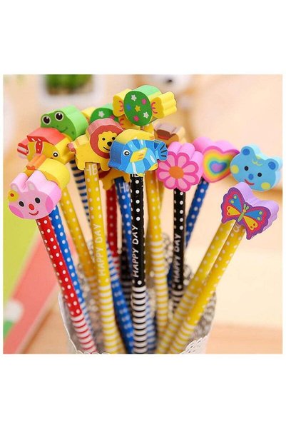 Arabest Yansanido 40 Pcs Cartoon Eraser Pencils, 7.28 Inch Random Color Cute ...