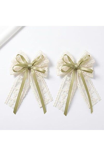 TERRIFI Long Tail Hair Bow Clips, Lace Ribbon Design, Large Accessories with ...
