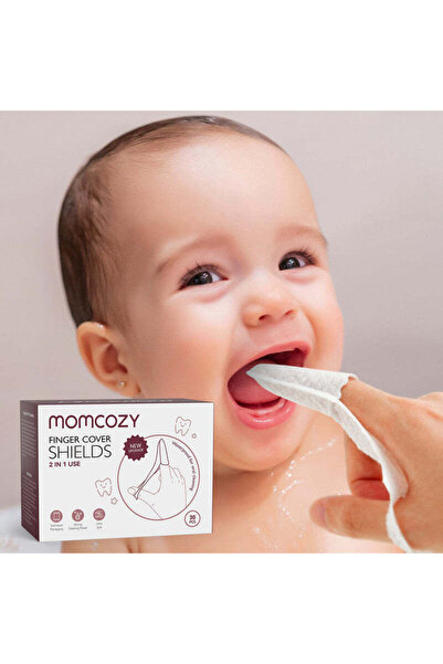 Momcozy فرشاة أسنان للأصابع للأطفال، مناديل تنظيف الأسنان، منظف اللسان ومنادي...