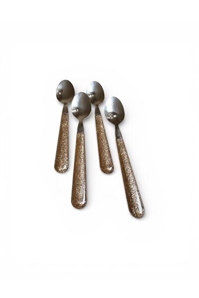 Amefa Set 4 Linguri de Desert Sparkle Gold – Oțel Inoxidabil, Mâner Glitter A...