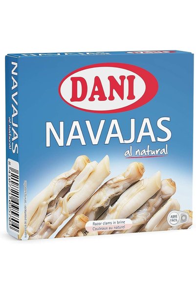DANİ Natural Razor Clams – Pack of 2x 111g - Fresh, Tender, Wild-Caught Seafood - Perfect for Pasta, Soups & Grilling