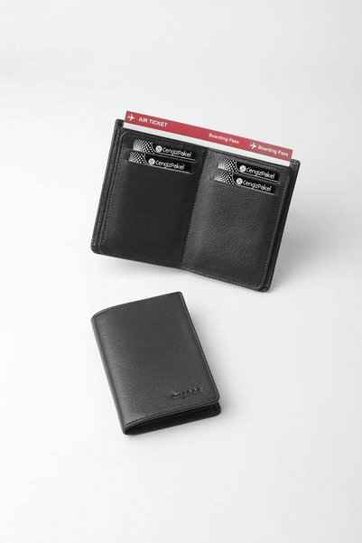 CENGİZ PAKEL Genuine Leather Vertical Slim Men's Wallet Black - 13710