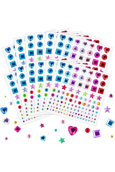Arabest 1368-Piece Self-Adhesive Rhinestone Stickers,Multi-Color Gems for Fac...