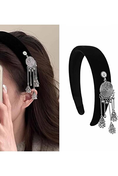 Arabest Velvet Anti-Slip Elastic Headband,Vintage Wind Chime Tassel Hairpiece...