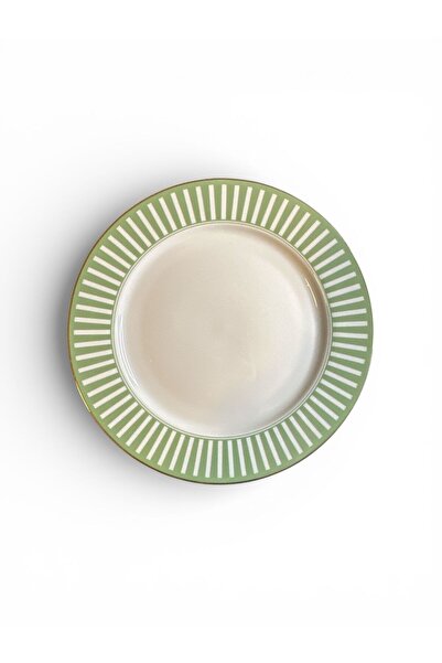 Harmony Green Dinner Plate 27 cm – Radial Lines Pattern, Porcelain