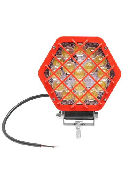 UTB Hexagonal lamp with red plastic grille 16 LEDs DC 10-60V 48W angle 30