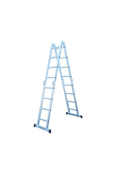 UTB Multifunctional aluminum ladder 3.7m, 4x4 steps, foldable with hinges, ma...