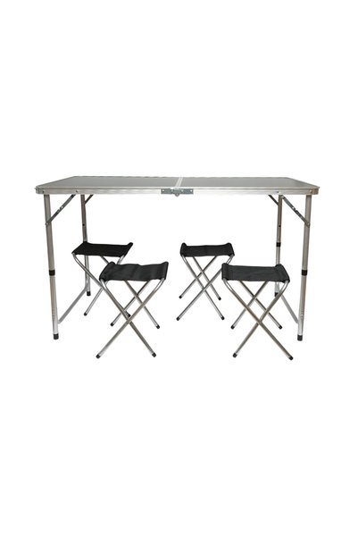 UTB Set masa pliabila camping cu 4 scaune din aluminiu, portabila tip valiza,...