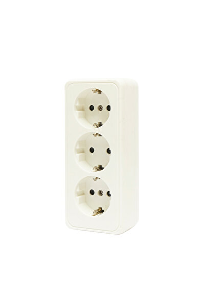 UTB Priza Schuko cu 3 intrari, impamantare alba PT 16A, 250V aplicata cu prot...